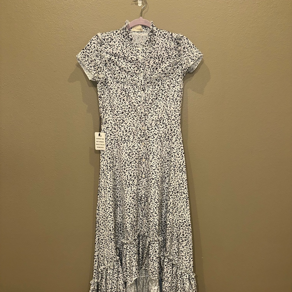 Joyfolie Blue and White Floral Midi Dress